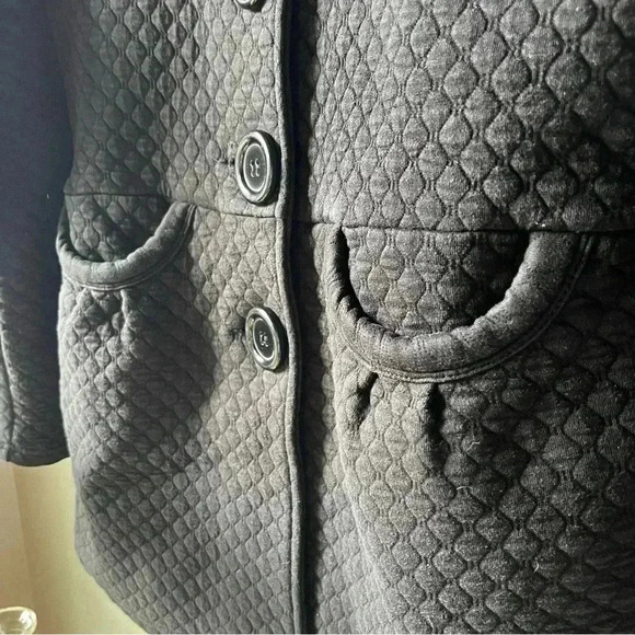 Runway Quilted Cotton Polyester Button Up Jacket Black Sz L - Picture 3 of 11